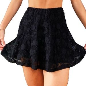 black floral lace skirt